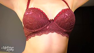 Brassiere Attempt-On Drag: Suntanned All-natural Breasts - MysteriousKathy