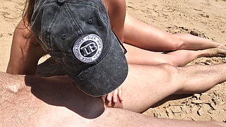 Stepfather Lies Down on the Beach of Cap D'agde Next to His Naked Stepdaughter and Blows Him in Public