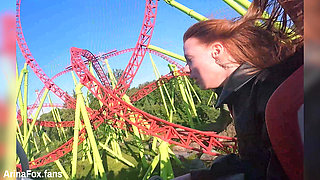 Adrenaline from Coasters Makes Her Soaked - Rips Fishnet Stockings & Destroys Her with Deep Fuck POV