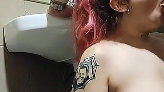Fucking at Public Toilet Standing Doggy Fuck Facial Cumshot