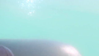 We Got Caught! My Teacher Handjobs My Cock Underwater on Nude Beach