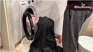 Step Sister Stuck In Washing Machine - Step Brother Calls Neighbour For Help