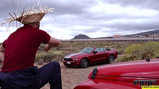 Horny Peasant Girl Alexis Crystal Gets Her Ass Slammed In Outdoor Threesome