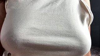 Big boobed Memphis masturbates in a bodystocking