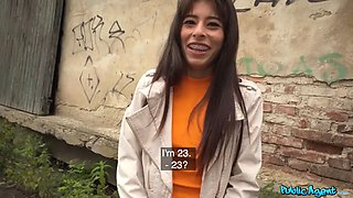 Public agent utter scene - tiny mexican with petite small figure plays my game