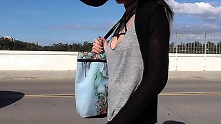 Public amateur fucked outdoors before cumshot