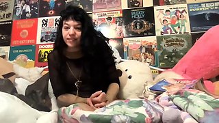 Cute curly brunette solo webcam masturbation