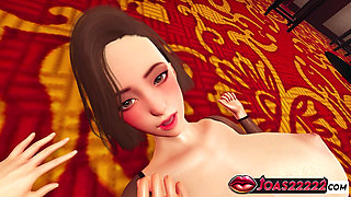 Sasha in a Nylon Bodysuit 3D Hentai - Standing Pussy Licking, Intense Double Penetration with Toys for Ass and Pussy