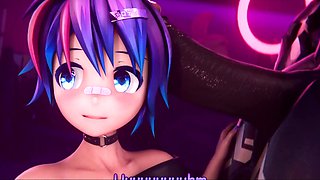 Cute 3d animated teen accepts a task from her viewers to ride a tremendous black cock