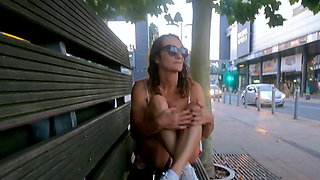 Slutty MILF was whipped in the street for public flashing