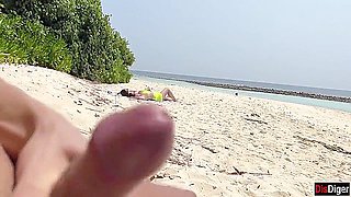 Public Pickup Stepmom And Stepdaughter On Beach - Risky Dick Flashing Cum On Face 27 Min