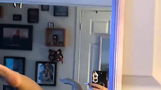 Masturbating busty blonde teen on couch with big toys