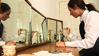 Step-mum Catches College Girl Mila at Her Dressing Table Face Slapping Punishment Wmv