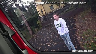 Shocked skinny guy fucked by 2 crazy ladies in the MatureVan