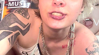 Goth with Long Tongue Spit Fetish Drooling