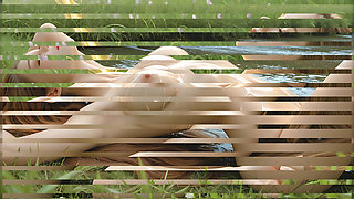Beautiful Nude Woman with Honey Brown Hair Gentle Clit Circles by Stream