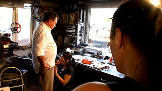 Office Sex with Customer - Sabine Weber Gets Cum on Big Tits