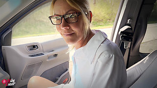Submissive Slut Blindfolded, Naked and Used While Driving on the Highway!