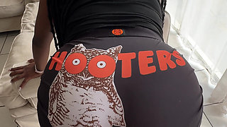 Creampied Her Black Pussy Through a Tiny Hole in Her Booty Shorts