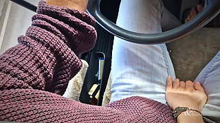 Selfpleasure with Hughe Orgasm at the Passenger Seat While Driving