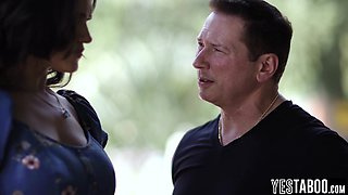 Massive tits wife punishes 18-years-old with strapon