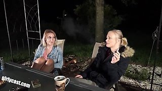 Grandpa Peter Filled with Pee - German Teen Lia Louise Sucks Old Man & Gets Massive Tits Pissed On Outdoor