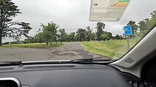 Keilabassi77 Almost Gets Caught Giving Blowjob in Car - Swallows Cum on Street