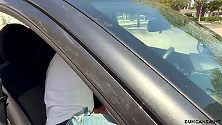 Platinum-blonde COUGAR driver picks me up and sucks my testicles in the camper