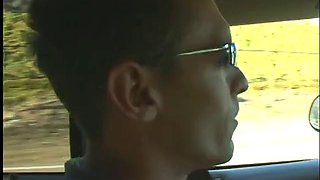 Brunette blowing cock and getting fucked in the bathroom