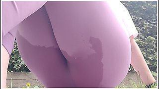 A Park Full Of People, Your Friend Gets Her Tight Leggings Completely Wet In Hot Pee