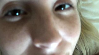 Cute blonde teen has solo sex with a toy