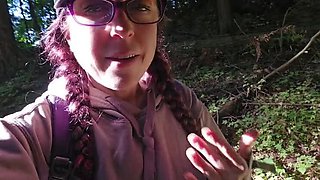 Nerdy Faery Hiker Peeing in Forest - Amateur Outdoor Voyeur HD