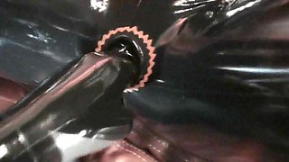 Sweet girl gets fucked through ripped rubber suit
