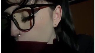 Pierced Goth Girl Takes A Cumshot Outdoors