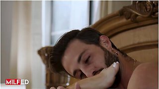 Horny Bunny Madison Is Bored And She Sneaks In Lucas Frosts Bed To See What Hes Up To