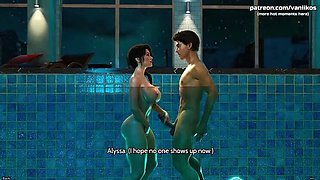 Busty Teen Babe Rides Huge Cock by Pool - Swallows Cum in 3D Hentai Animation
