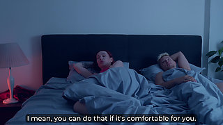 Step Mom Shares Step Son's Bed After Quarrel - Risky Hot Fuck!