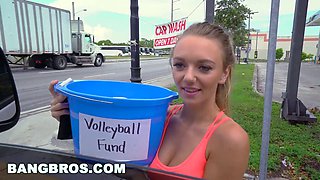 Molly Mae goes all out for the team on the Bang Bus - Charity Charity's natural tits & legs get the hardcore treatment!