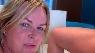 Amateur blonde and brunette lick each other