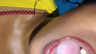 Indian desi girl Mouth fucking Cum in mouth deep throat face fuckin cum on face