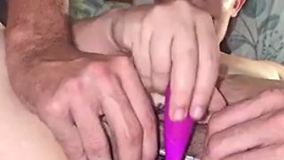 Sexywifedd electro pussy clamp, toyed and cum shot in pussy