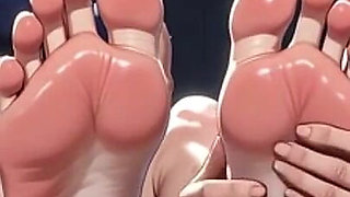 Old Woman Licking Muscular Womans Feet in Gym - Humiliation