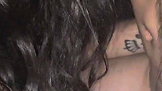 A Penis Flashing on a Rainy Night for Two Brunettes on the Street