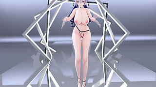 Big Duck Duck Queencard Fishing Net Outfit Tight Miniskirt Pearl Sexy Panties Oversized Big Breasts Nipples