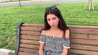 Three Guys Share Slim Brunette For Blowjob And Tough Anal