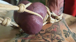 Goode Girl Ties Hubby's Balls and Cock to Pulleys in the Ceiling Pt 2