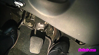 Nyllady Driving and Revving Her Bravo in High-heeled Boots and Black Ballet Flats