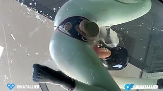 Natallien's Latex Suit Creamy Dildo Fuck - BDSM Creampie & Orgasm