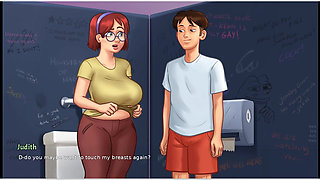 Summertime saga - gameplay - roleplay - taboo - judith big saggy boobs pressing and handjob