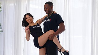 Asian teen Lulu Chu and Goldey get fucked on a reality show